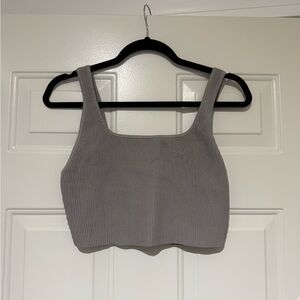 Babaton Ribbed Square-Neck Crop Sculpt Knit Tank